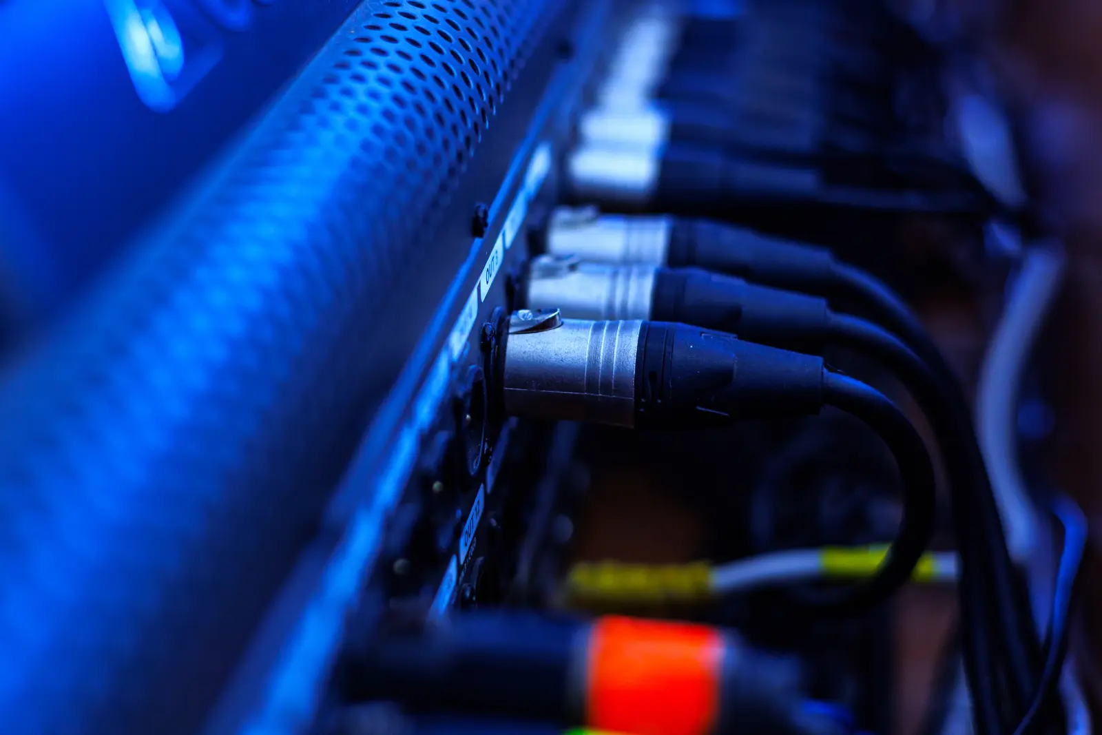 Close-up of producer controls and audio interface